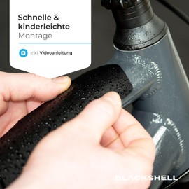 Blackshell® Bicycle Protective Film Matt Black – Sticker Bicycle for e.g. Trekking Bike, MTB, Road Bike or E-Bike – 21-Piece Set Bicycle Sticker Frame