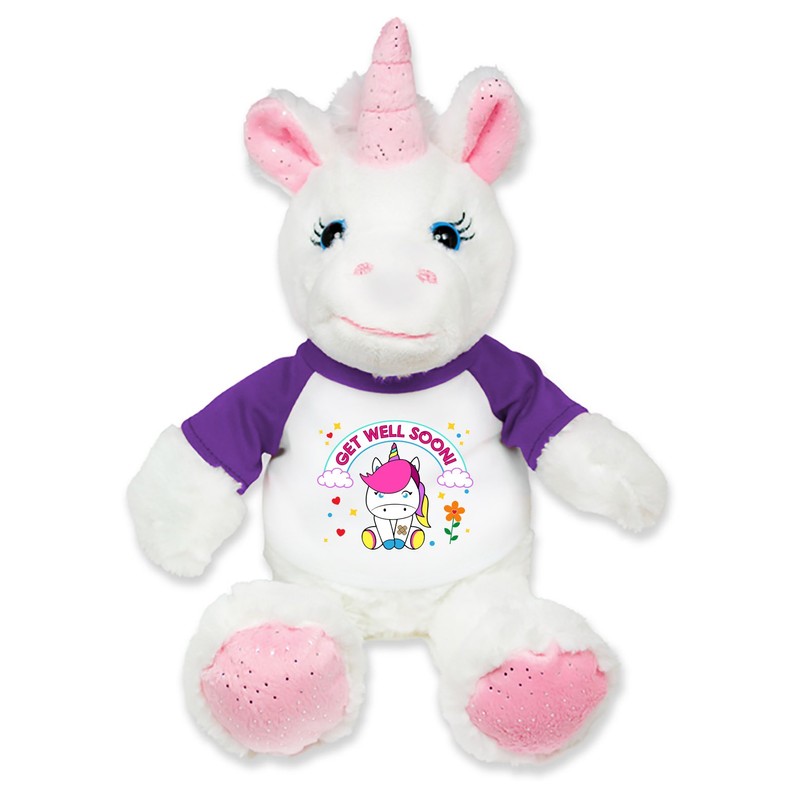 Flutter Hut Get Well Soon Unicorn Plush Pink Sparkles Message