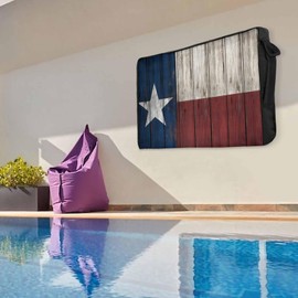 Rocking Giraffee Outdoor TV Cover Vintage Wood Texas Flag Waterproof Weatherproof TV Covers for 60 to 65 Inch Outside Flat Screen TV Protector Shield 58" W x 37" H x 4.5" D