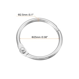 QUARKZMAN Shower Curtain Rings, Pack of 6 - Round Carbon Steel Shower Curtain Hooks, 1 Inch Loose Leaf Tie Rings for Shower Curtain Rods (Silver)