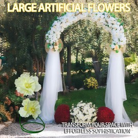 RiKoDaM Large Artificial Flowers for Outdoors, Indoor 3D Peony Faux Flower Arrangement for Home Decor, Fake Plants for Garden Porch Yard Wedding Birthday Decoration, Adjustable Stems, Yellow