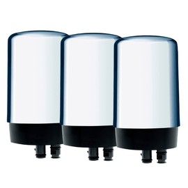 Faucet Filter Replacement, Compatible With Brita 36311 Brita 42618 On Tap Faucet Water Filtration System Replacement Filter, Brita FR-200, FF-100 Replacement Filters for Faucets, Reduces Lead, BPA Free, (Chrome), 3-Pack