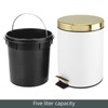 mDesign Small Modern 1.3 Gallon Round Metal Lidded Step Trash
