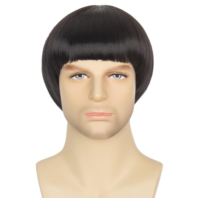 60s 70s Retro Black Bowl Cut Wig for Men Funny