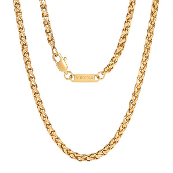 VEXXS Wheat Chain,Gold Plated Cuban Link Chain, Durable No Color