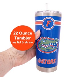 Desert Cactus University of Florida 22oz Rally Tumbler UF Gators Insulated Stainless Steel with Lid and Straw Reusable Double Walled Cup Hot and Cold Drinkware Full Color 22 Ounces (Blue)