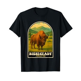 Bieszczady National Park Poland Bison Vintage Art T-Shirt