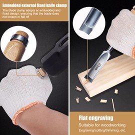 Set of 4 Wooden Chisel Set, Round Curved Hollow Chisel Set, CR-V Steel Semicircular Edge 8 mm/12 mm/18 mm/24 mm for DIY Crafts, Woodwork