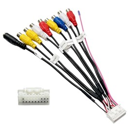 Adaptador de arnés de cámara de respaldo de 20 pines para estéreo de coche Android, conector de visión trasera RCA con cables de audio, salida y entrada de video, entrada de micrófono, conectores de