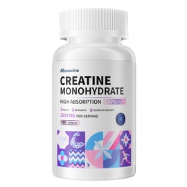 Allcoovita Allcoovita Creatine Monohydrate Capsules -3 Creatine Capsules per Serving, 2500mg, Gluten Free, 180 Capsules
