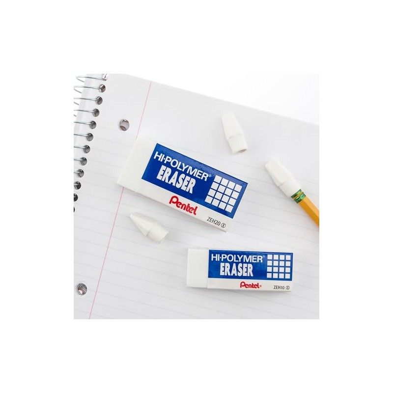 Pentel Hi-Polymer Block Eraser, Large, White, Pack of 10 (ZEH10PC10)