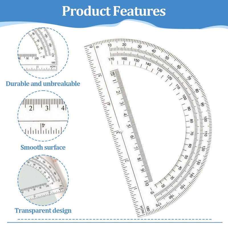 8 Pack Plastic Protractor,Math Protractors Clear 180 Degrees,Transparent Protractor for