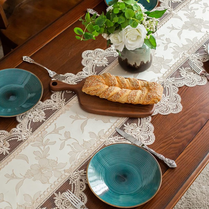 ARTABLE Exquisite Lace High-End Jacquard Fabric Tablecloth Table Runner Rectangular