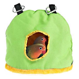 Voarge Hanging Bird Nest, Winter Warm Bird Cage Nest, Winter Plush Bird House Plush Bird House for Small Animals, Colour Size is Optional (S, Green)