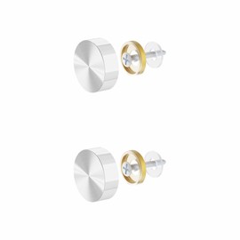 FOCMKEAS 2 PCS 10mm(0.39") Mirror Screws, Brass Decorative Caps Cover Fasteners, Metal Mirror Nails, Polished Flat Silver Lid (Brushed Effect)