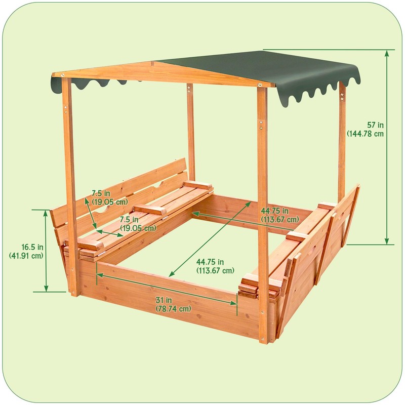 Badger Basket Cedar Sandbox for Kids with Canopy & Benches