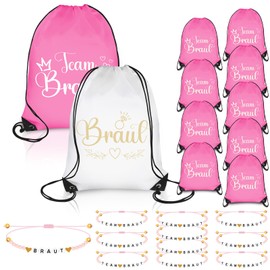 TUZELIYA JGA Accessories Women for Stag Party, 11 Pieces Team Bride Gym Bag and 11 Pieces JGA Bracelets Women for Dating, Wedding, Bridal Party, Accompaniment Gift