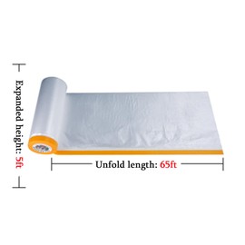Andech Pre- Taped Masking Film - for Automotive Covering Painting Paint Masking Perfect for Christmas Birthday (Size - 5 x 65-Feet roll, 3 Pack.Thickness -0.23Mil)