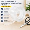 3 Rollos7M Cinta Doble Cara Extrafuerte,Reutilizable Nano Tape con tijeras,