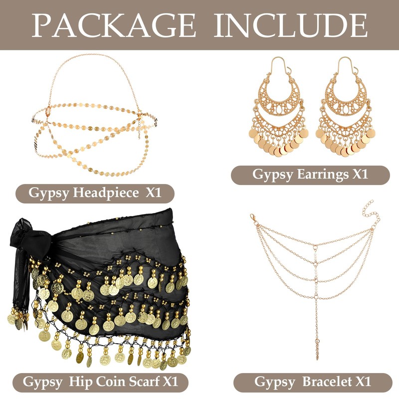 Sureio 4 Accesorios de Disfraz de Gitana de Danza de