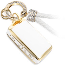 CTRINEWS for Mazda Key Fob Cover with Luxury Diamond Bling Braided Rope Keychain, Upgraded Soft Case for Mazda CX-5 CX-9 CX-30 CX-50 Hatchback (4 buttons) Smart Shell (Gold, B1)