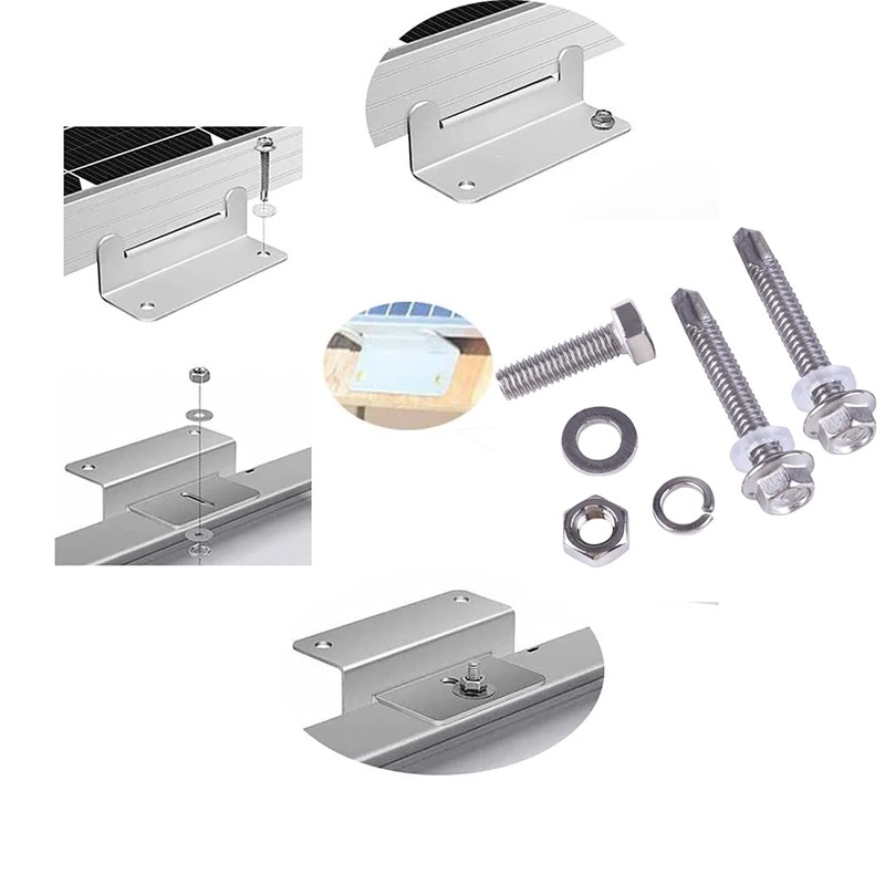 Bohaner Pack of 4 Z-Angle Brackets Solar Panel Mount with