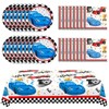 WERNNSAI Racing Car Party Supplies Set - Checked Racing Car