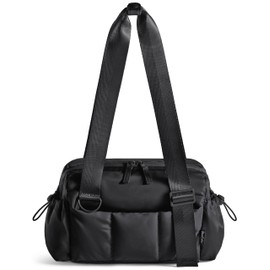 Uselike Small Gym Bag for Women, 7L Mini Duffle Bag for Travel, Lightweight Quilted Puffer Bag for Daily, Cute Shoulder Bag for Dance with Wet Pocket (Black)