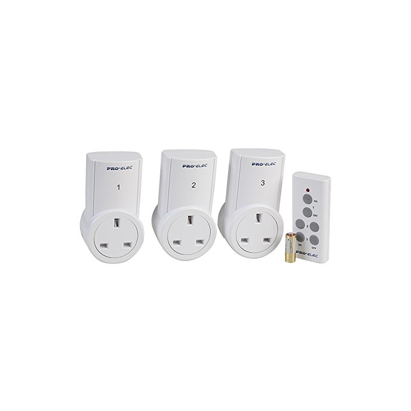 PRO ELEC BHC9938B-3 10A Remote Control Socket, 3 Pack