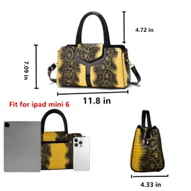 PHEVOS Medium Satchel Handbag Shoulder Crossbody Purse Top handle Crocodile Hobo bags for Women