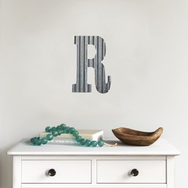COLLECTIVE HOME - 12" Metal Letter Wall Decor, Galvanized Steel Numbers, Rustic Hanging Decor Symbols, Corrugated Metal Decoration, House Number (R)
