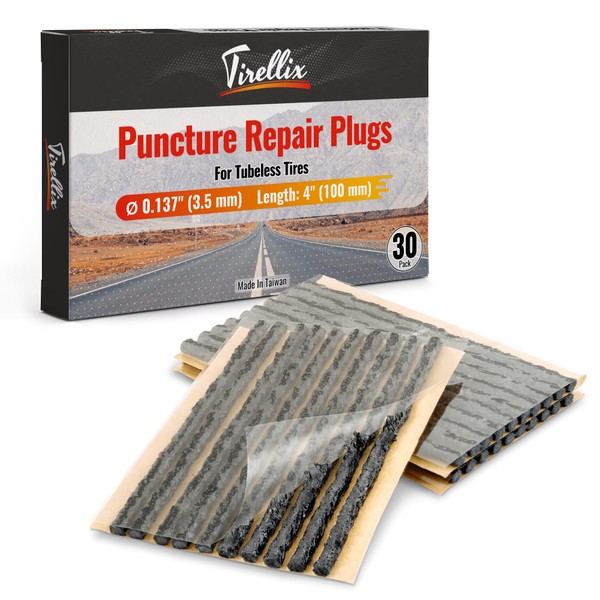 Tirellix Tubeless Bike Tire Plugs (⌀0.06" or ⌀0.137") - 30-Pack