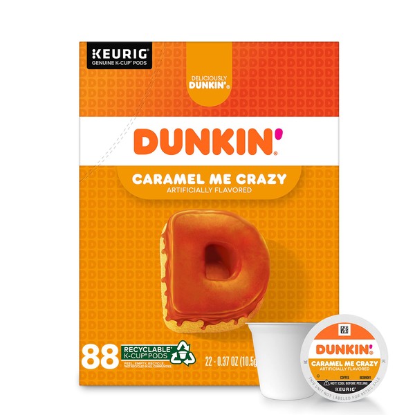 Dunkin' Caramel Me Crazy Flavored Coffee, 88 Keurig K-Cup Pods