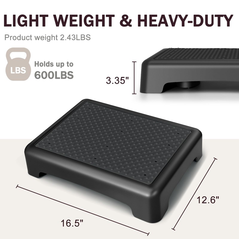 GWNF3.35'' Short Step Stool – 600lb Capacity Ultra-Sturdy Structure &