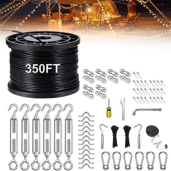 UGarden UGarden Upgraded Outdoor String Light Hanging Kit, 350ft Globe
