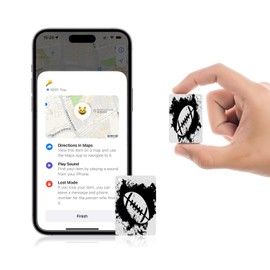 Black Emblem Item Finder, Works with Apple Find My APP (iOS Only),Rechargeable Air Tag Card,Wallet Tracker Card with IP68 Waterproof, Item Locator for Luggage Tags, Passports, Keys(American Football)