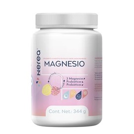 NEREA Magnesio - 3 magnesios: citrato, carbonato y bisglicinato de magnesio + probióticos y prebióticos - 5 en 1, alta absorción, 86 porciones (3 mese