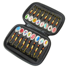 AIMALL 10/16PCS Fishing Lure Spinners Bait Spoon Set with Portable Tackle Box – Assorted Trout and Bass Fishing Tackle Kit for Freshwater and Saltwater