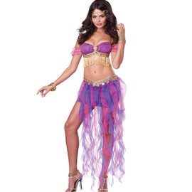 California Costumes Women's Belly Dancer Sexy Two Piece Genie Costume, Pink/Purple, Small