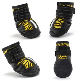 URBEST Dog Shoes Winter Dog Boots Non-Slip Rubber Sole Dog Booties for Medium to Large Dogs Warm Waterproof Dog Boots for Snowy Winter Days (Yellow, 2#)