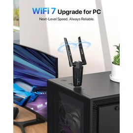 BrosTrend BE6500 Wi-Fi 7 USB WiFi Adapter for PC Desktop Laptop, Long Range WiFi Dongle Tri-Band 6GHz 2882Mbps + 5GHz 2882Mbps + 2.4G 688Mbps, Wi-Fi USB Wireless for Windows 11/10, 4K-QAM WPA3, USB3.0