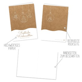 Christmas Cards Set (12 Pieces) - A6 Folding Cards for Christmas - Christmas Postcard for Your Christmas Greetings - Cool Christmas Postcards with and without Sayings - Merry Christmas Folding Card