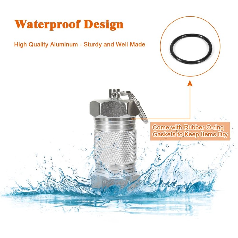 Shintop 2PCS High Capacity Aluminum Container Keychain Waterproof Pill Container