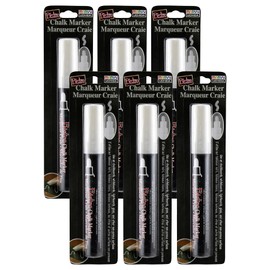 Marvy Uchida Bistro Chalk Markers, Broad Tip, White, Pack Of 6 (Uch480co-6)