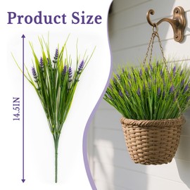 RAINFLOW Christmas Artificial Flowers for Outdoors - 6PCS UV Resistant Fake Plants, Artificial Flowers for Decoration Vase Table Living Room Patio Front Porch Outdoor Yard(14.5"-Purple Lavender)