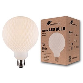 greenandco® Vintage Design LED Lamp Opal Diamonds Dimmable E27 G125 4W 350lm CRI90+ 3000K Flicker-Free for Mood Lighting Warm White 360° 230 V