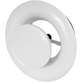 Repa Market ø4" Inch White Steel Exhaust Diffuser with Flange - Soffit Vent Air Intake - Adjustable Valve for Optimal Airflow - Quiet Duct Air Extraction - Indoor Ventilation - Round Duct Cover