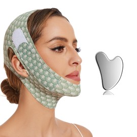 V Line Lifting Mask chin strap for sleeping jaw exerciser jawline shaper for women,Large,Green