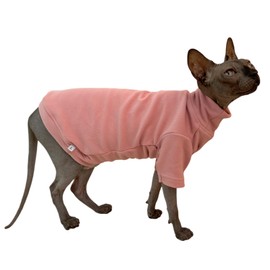 Sphynx Cats Solid Warm Fleece Shirt Cat Turtleneck Undershirt Thermal Hairless Cat Clothes for Sphynx, Devon, Cornish Cat Clothes and Small Kitten and Dogs (Pink, Small)
