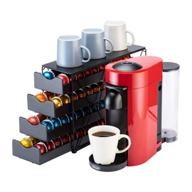 Flagship for Nespresso Pod Holder Drawer Large Mullti Tier Coffee Pod Holder Vertuo (4 Tier (80Pods Capacity))